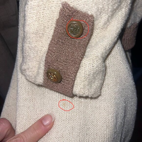 Vtg 1970s Pat Sandler Knit Set - dress & cardigan cream brown gold buttons S/M - Picture 12 of 12